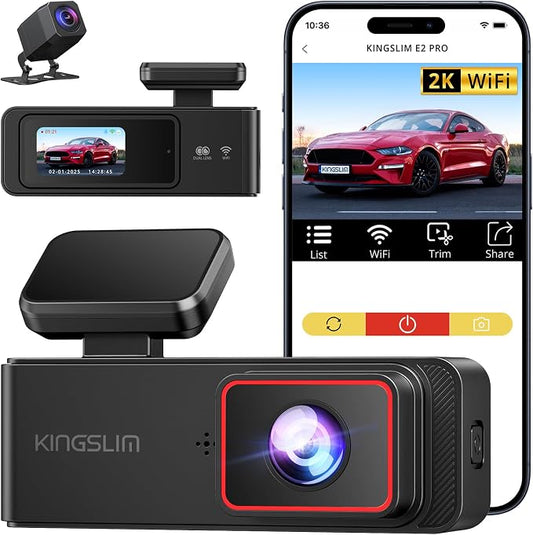 Wireless Dash Cam Front and Rear 2K, WiFi APP Dash Camera for Cars with 1.5'' Screen, Mini Dashcam Front and Back Support G-Sensor/Time Lapse 2 Kinds Parking Monitor