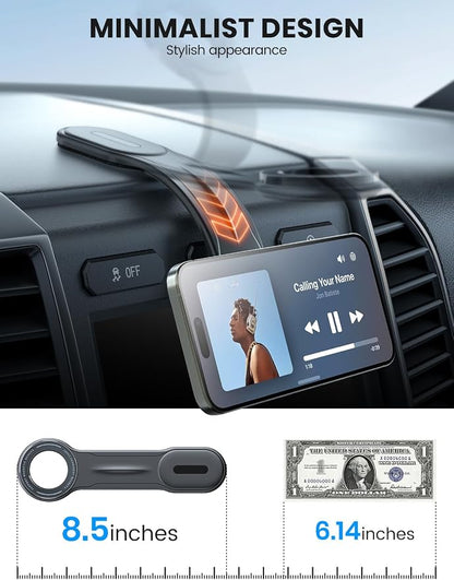 eSamcore for MagSafe Car Mount Detachable, Bendable Aluminum Arm Magnetic Phone Holder for Car【20 Strong Magnets】 Cell Phone Mount for Car Dash Fit iPhone 17 16 15 14 Pro Max Mini Mag Safe Accessories