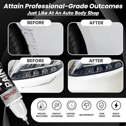 White Car Paint Touch Up Pen, Color Accurate Touch Up Paint for Cars, Professional Automotive Scratch Repair, Lasting Auto Scratch Remover, Fast Dry, Easy to Use, Safe and Washable, Versatile Use