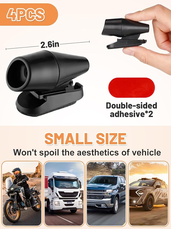 4PCS Wind & Ultrasonic Deer Safe Whistles for Vehicles - Deer Horn with Self-Adhesive Tape, Automotive Safety Kits for Car Avoid Collisions