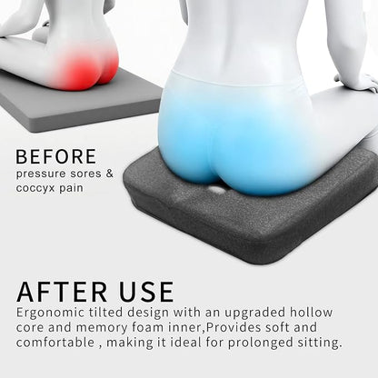 Donut Pillow for Tailbone Pain&Hemorrhoid,Wheelchair Seat Cushion for Tailbone Pain Relief,Gel Cushions for Pressure Relief,Memory Foam Pad for Office Chair,Stands& Stadium Seat Cushion(Gray)
