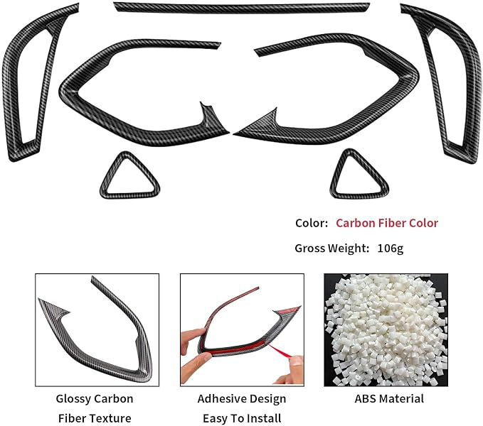 Car Center Console Air Conditioning Air Vent Outlet Trim Cover Kit for Chevrolet Chevy Malibu 2016-2024, ABS Dashboard Side A/C Air Vent Frame Panel Protective Cover Interior Decorative Accessories