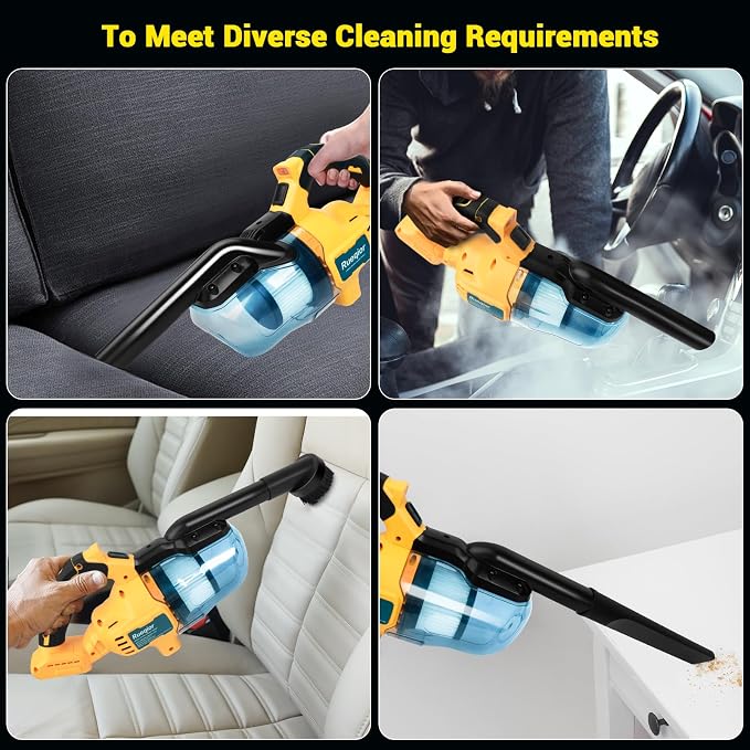 Cordless Vacuum Compatible with DeWalt 20V Battery, 5 in 1 Handheld Electric Vacuum Cleaner with 400W Powerful Motor, 46 CFM Portable Hand Vacuum for Home Pet Hair, Car (Battery Not Included)