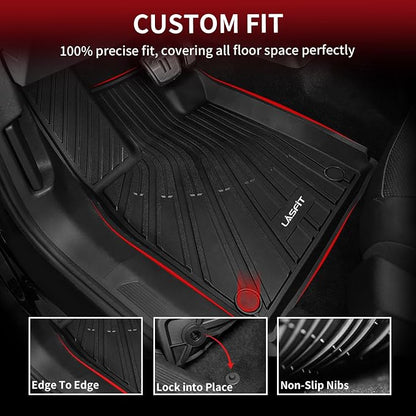 LASFIT Floor Mats & Cargo Mats for Volkswagen ID.4 2021-2026, All Weather TPE Custom Fit Floor Liners for VW ID.4 1st & 2nd Row Car Mats & Trunk Mats, Black
