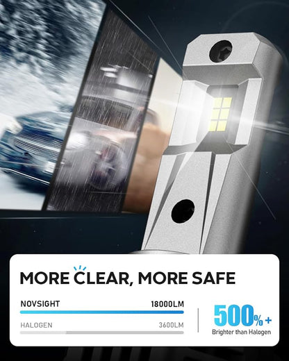 NOVSIGHT H11 9005 LED Light Bulbs - 60,000LM Brighter 6500K Cool White High and Low Beam Light Bulbs, 1:1 Design Plug and Play, Automotive H8 H9 HB3 Fog Lights Combo Kit