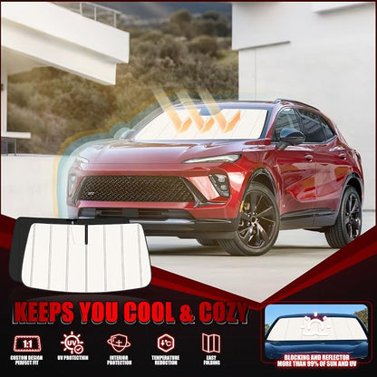 Windshield Sun Shade for Buick Envision 2021-2026, Front Window Visor Accessories, Folding Design Blocks Heat & UV Rays Maintain Cool Interior and Save Space