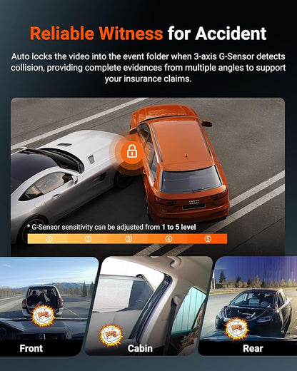 Vantrue N4S 3 Channel Dash Cam for Delivery &Cargo Vans, 2.7K+1440P+1440P Front Inside Rear,PlatePix™,STARVIS 2 x HDR x IR Night Vision,Voice Control,GPS,24/7 Parking Mode,Supports 1TB Max