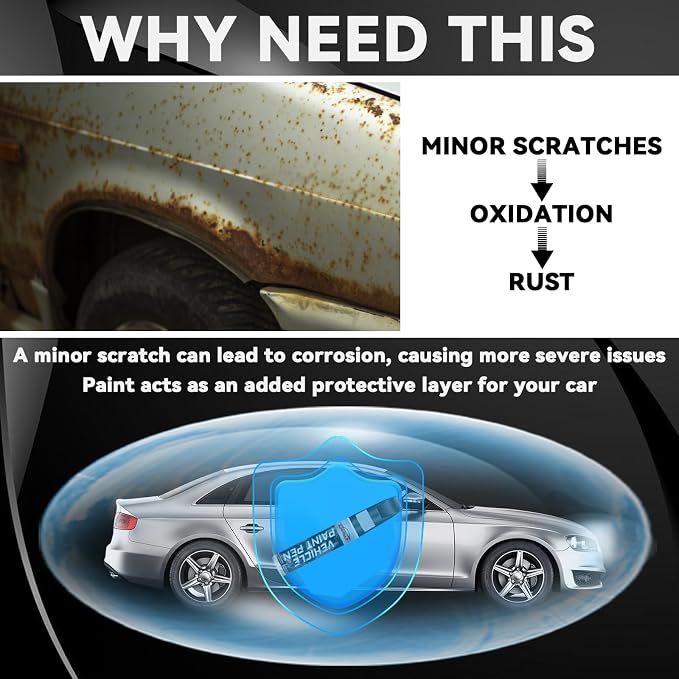 Silver Touch Up Paint for Cars, Professional Automotive Paint Scratch Repair, Lasting Auto Scratch Remover, Color Accurate, Quick Drying, Easy to Use, Safe and Waterproof, Versatile Use