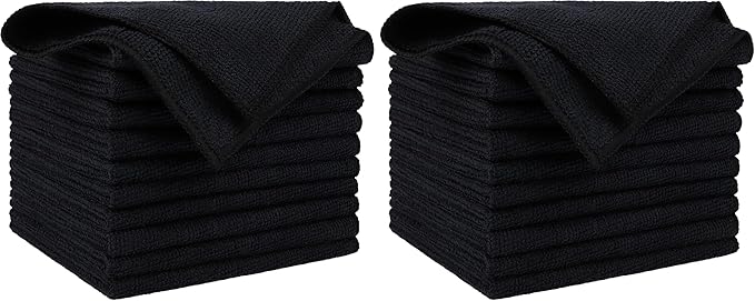 AIDEA Microfiber Cleaning Cloth Black 10PK, Microfiber Towels for Cars, Premium Wash Cloths, Dusting Cloth Lint Free Cleaning Rags for SUVs, House, Kitchen, Window, Cleaning Supplies12×12" (Pack of 2)