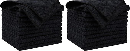 AIDEA Microfiber Cleaning Cloth Black 10PK, Microfiber Towels for Cars, Premium Wash Cloths, Dusting Cloth Lint Free Cleaning Rags for SUVs, House, Kitchen, Window, Cleaning Supplies12×12" (Pack of 2)