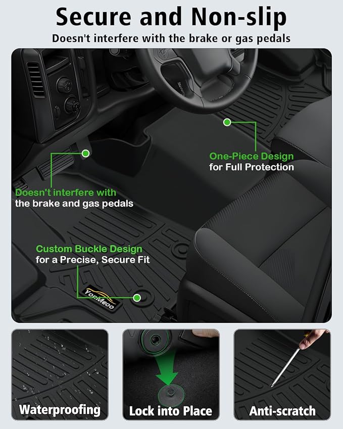 Floor Mats Custom for Ford Transit 2022-2025 2026 (All Models w/Vinyl Floors) All Weather TPE Rubber Protection 1st Row Anti-Slip Automotive Floor Liners for Ford Transit 150 250 Accessories- 1 PCS