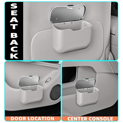 HOLDCY Car Trash Can, Waterproof Multi‑Functional Auto Trash Bin for Door/Console/Seat Back, Universal Vehicle Garbage Can for Car/Truck/SUV Drivers (Gray)