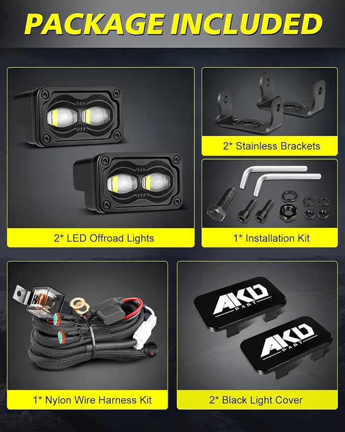 3 Inch SAE Fog Lights CREE LEDs with Wiring Harness & Black Covers | Street Legal SAE Fog Beam, High Intensity CREE LEDs, Free Wiring kit & Black Covers