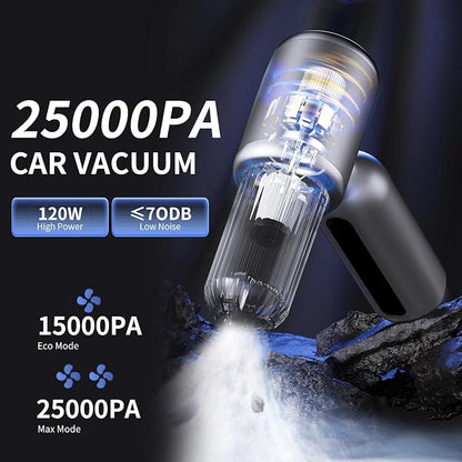 2 in 1 Handheld Car Vacuum Portable Cordless, 2 Speed Handheld Vacuum 25000PA High Power Air Blower & Pump & Air Duster, Mini Hand Held Vacuum Rechargeable for Home, Car, Office, Pet Hair