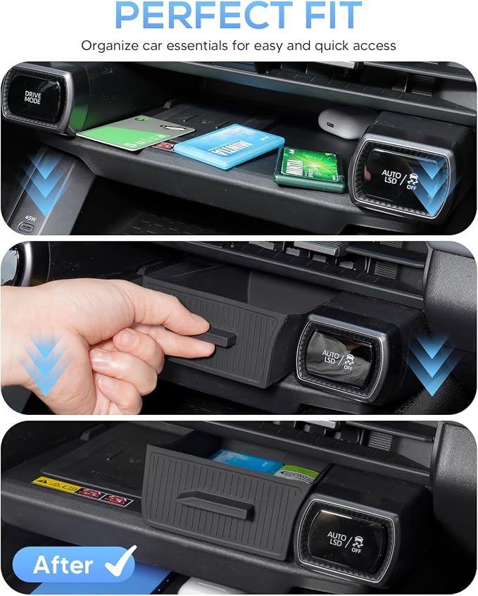Autorder 2PCS Center Console Organizer Tray for 2026 Toyota RAV4 LE SE XLE Premium XSE Woodland Limited - Under Screen Insert Storage Drawer - Silicone Black