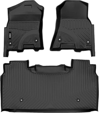 VIWIK Floor Mats for Dodge Ram 1500 2019-2024 Crew Cab with Under-seat Storage Box (NOT for Classic), Car Mats All Weather Custom Floor Liners Front & 2nd Row, Automotive Floor Mats TPE Black