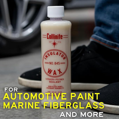 Collinite 845 Insulator Wax-Easy to Use Carnauba+Polymer Wax Sealant-High Gloss Shine+Durable Hydrophobic Beading & Long Lasting Paint Protection for Cars/Boats/Trucks/RVs & Motorcycles (16 fl oz)