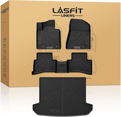 LASFIT Floor Mats & Cargo Mat for KIA Sportage 2022 2021 2020 2019 2018 2017, All Weather TPE Car Mats Custom Fit Floor Liners & Trunk Mat for Sportage 2017-2022 1st & 2nd Row & Cargo Liner