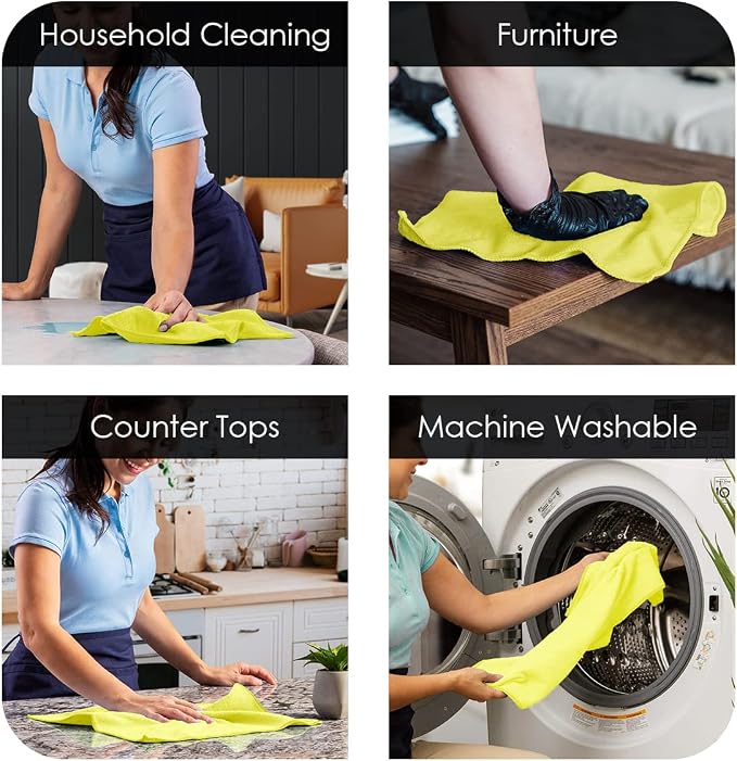Avalon Towels Microfiber Cleaning Cloths (Value Pack of 48) - Size 16 x 16 Inches, Highly Absorbent Cleaning Rags, Lint Free, Reusable and Washable, Microfiber Towels for Cars