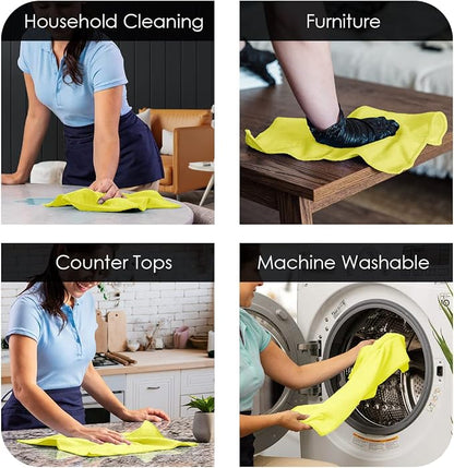 Avalon Towels Microfiber Cleaning Cloths (Value Pack of 36) - Size 16 x 16 Inches, Highly Absorbent Cleaning Rags, Lint Free, Reusable and Washable, Microfiber Towels for Cars