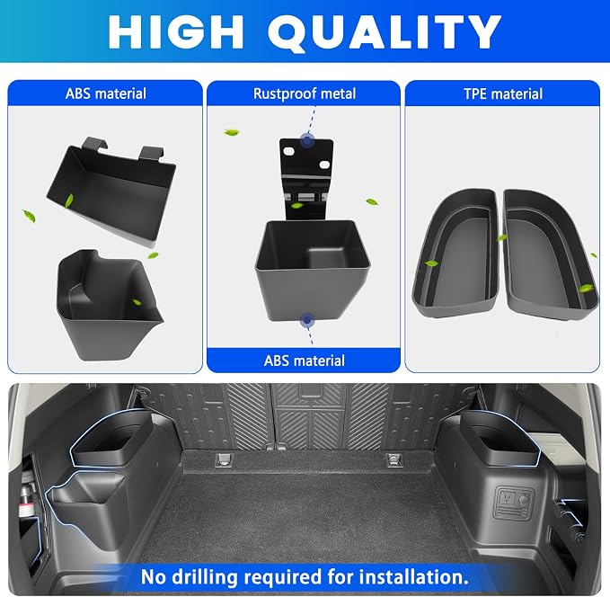 Trunk Organizer Fits for 2010-2024 Toyota 4Runner 5-Seat 2nd Row Trunk Storage Box No-Drill Compatible with 4Runner Accessories (Hetero+Hidden+Hanging+Pair, 5PCS)