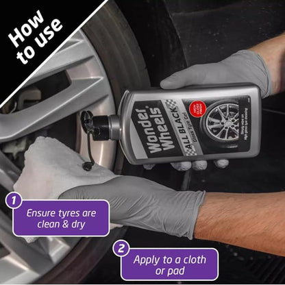 Wonder Wheels All Black Tire Shine Gel, 17 fl oz – High-Gloss Tire & Trim Dressing with UV Protection