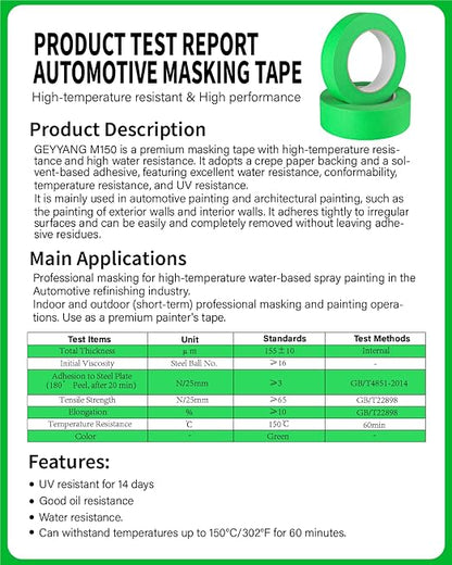 GEYYANG Automotive Masking Tape - Heat Resistant Green Painters Tape for Auto Body Spray Painting, Multi-Surface Painters Tape for DIY, Labeling, Art, Car, 0.75 inch x 55 Yards, 10 Rolls