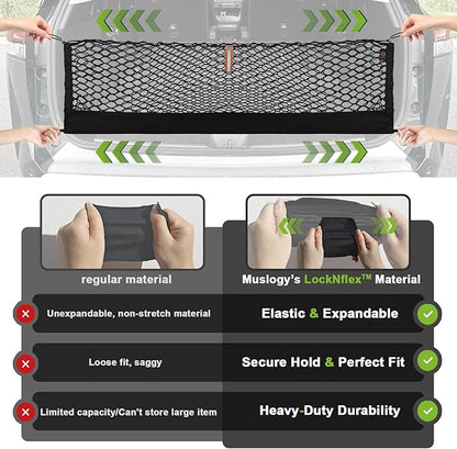 Muslogy Truck Bed Cargo Net Trunk Netting Compatible with Toyota RAV4 2026 Accessories, Pickup Cargo Organizer SUV Sedan Storage Net w/Heavy Duty Carabiners