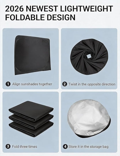 Proadsy 2026 Upgrade Windshield Sun Shade Custom Fit Hyundai Ioniq 5 2022-2025 2026 4-Layer Foldable Front Sunshade Protector Sun Visor Blocks UV Rays Keep Car Cooler Accessories