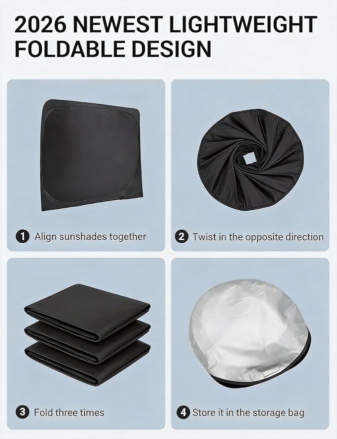 Proadsy 2026 Upgrade Windshield Sun Shade Custom Fit Solterra 2023-2026 Foldable Front Sunshade Protector Sun Visor Blocks UV Rays Keep Car Cooler Accessories