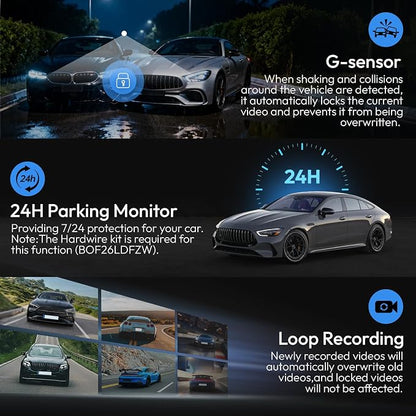 Front 4K & Rear 1080P Dash Cam for Toyota RAV4 2019-2021 LE Limited Premium XLE TRD Hybrid & RAV4 Prime 2021-2024 (Model A)(No Vent Hole),OEM-Style,Loop Recording,WiFi & App,128G Card