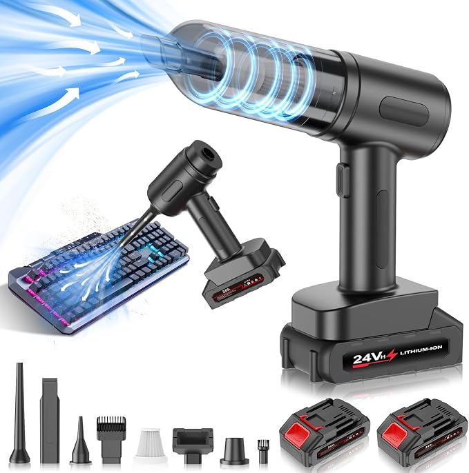 HCRTGAY Car Vacuum Portable Cordless 24V - Cleaner High Power & Blower, Wireless Handheld Vacuum Cordless for Car, Home, Office, Pet(Black)