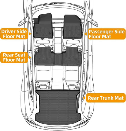 Floor Mats for Cadillac XT5 2018 2019 2020 2021 2022 2023 2024 2025, 2017 TPE Custom Fit Cadillac XT5, Non-Slip Waterproof Summer Winter, Front & Rear Row & Cargo