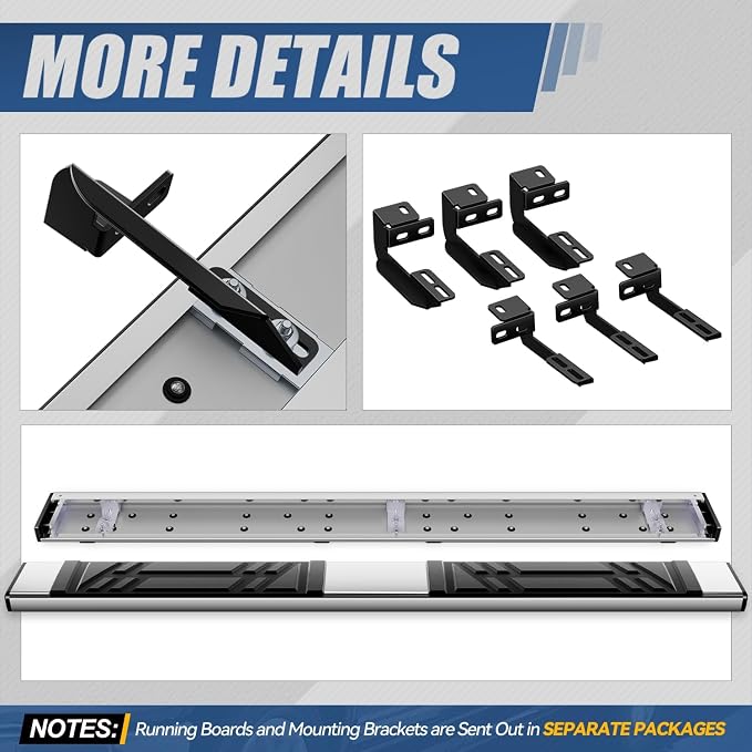 Auto Dynasty Running Boards Compatible with 2020-2025 Ford Explorer Lincoln Aviator, Stainless Steel Side Step Rail Nerf Bars, 6.5" x 73" Step Bars, Polished Chrome