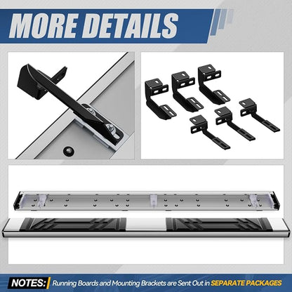 Auto Dynasty Running Boards Compatible with 2020-2025 Ford Explorer Lincoln Aviator, Stainless Steel Side Step Rail Nerf Bars, 6.5" x 73" Step Bars, Polished Chrome