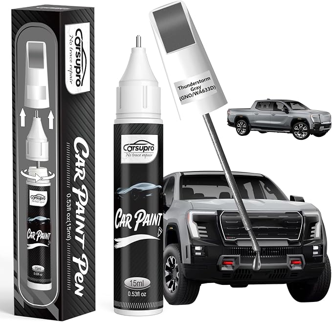 Thunderstorm Gray(GNO/WA633D) for GMC Touch Up Paint Pen, 2 in 1 Car Scratch Remover with Pen Tip and Brush, Precise Color Match for Car Paint Scratch Repair, Quickly and Easily Fix Chips and Nicks