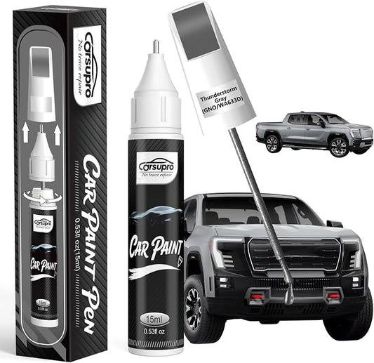 Thunderstorm Gray(GNO/WA633D) for GMC Touch Up Paint Pen, 2 in 1 Car Scratch Remover with Pen Tip and Brush, Precise Color Match for Car Paint Scratch Repair, Quickly and Easily Fix Chips and Nicks