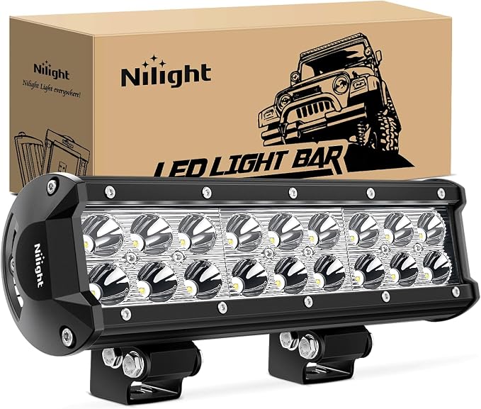Nilight LED Light Bar 9Inch 54W 3600LM Spot Off Road Driving Lamp Super Bright Waterproof Fog Work Lighting for Trucks SUV ATV UTV Pick-up Boat Tractor 4x4 Van Camper