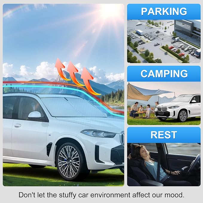 Windshield Sun Shade Sunshade for BMW X5 2019-2026 | Custom Fit Windshield Cover, Blocks UV Rays, Double-Layer Heat Shield, Durable Frame, Easy Fold & Storage