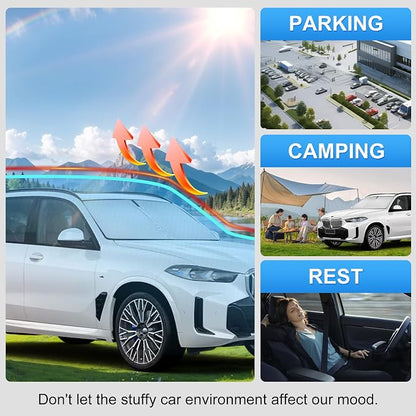 Windshield Sun Shade Sunshade for BMW X5 2019-2026 | Custom Fit Windshield Cover, Blocks UV Rays, Double-Layer Heat Shield, Durable Frame, Easy Fold & Storage