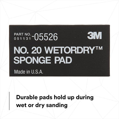 3M Wetordry Sponge Pad 20, 05526, 5-1/2 in x 2-3/4 in x 3/8 in, 5 Pack, Flexible, Long Lasting