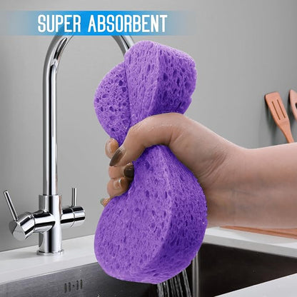 3PCS Car Wash Sponge, Heavy Duty Car Sponges for Washing, Car Accessories Large Sponges for Cleaning, Automotive Cleaning Supplies, Eco Friendly Sponge (7.68 x 3.74 x 1.38 Inch), Purple
