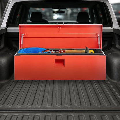 48" Truck Tool Box,Heacy Duty Metal Storage Organizer with Strong locking tongue,Trailer Tongue Box with Safe Hinge, for Truck,Pickup,RV,Garage,Best gift for family and friend,Red Power Coating
