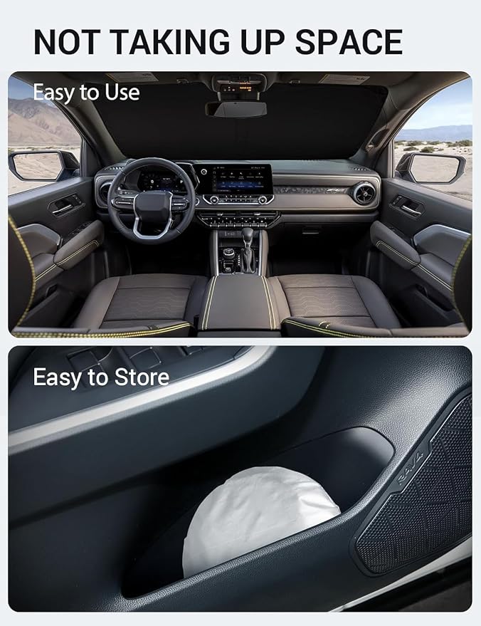Proadsy Windshield Sun Shade Custom Fit Chevrolet Colorado Pickup Truck 2023 2024 2025 2026 4-Layer Foldable Front Sunshade Protector Sun Visor Blocks UV Rays Keep Car Cooler Accessories