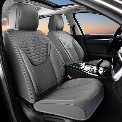 FLORICH Car Seat Covers for Front Seats, Universal Seat Cushion 2 Seats, Car Seat Protector Waterproof, Premium Leather Automotive Seat Covers for Most Cars, Sedans, SUVs, and Trucks-Gray