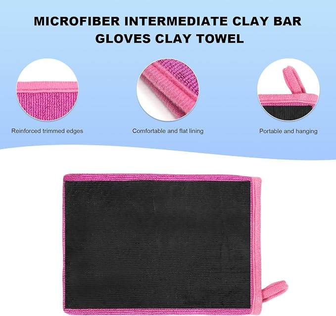 2 PCS Clay Mitt, Fine Grade Microfiber Claying Bar Glove Car Detailing Towels, Scratch-Free Cleaning & Polishing Clay Eraser Mitts for Vehicle Surface, Car Accessories (Purple)
