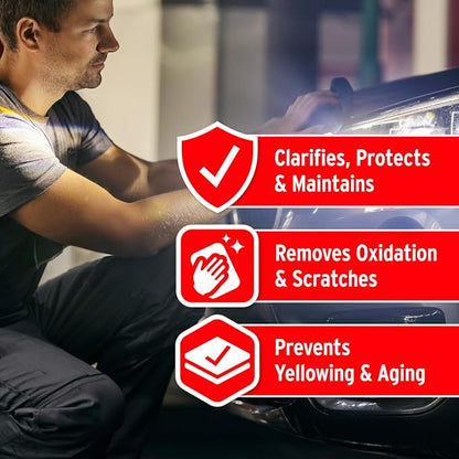 Mothers PowerPlastic 4Lights Plastic Polish, 8 oz. — Ultra-Fine Polish Cleans, Clarifies & Removes Oxidation from Plastics & Headlights, UV Shield Prevents Oxidation & Yellowing (08808)