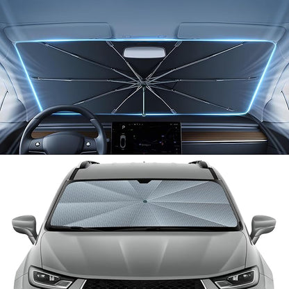 Autorder Windshield Sun Shade Umbrella for 2017-2025 2026 Chrysler Pacifica Minivan Accessories,Upgraded Ice Crystal Material,Easy Setup Umbrella Sunshade for Car Windshield,100% Sun Blocking