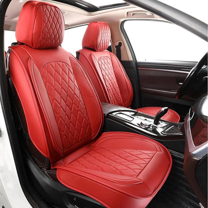 MIROZO Front Seat Covers,Waterproof Car Seat Covers Leather Automotive Seat Covers Universal Car Seat Protector Seat Cover Set Vehicle Cushion Cover for Sedan, Truck and SUV (2PCS Front, Wine Red)