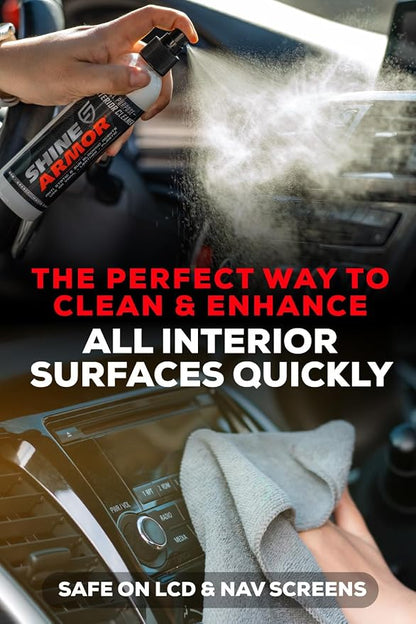 SHINE ARMOR Car Interior Cleaner & Protectant - Interior Detailer Spray with UV Defense, Streak-Free Car Cleaning Spray for Dashboard, Leather, Vinyl, Plastic & Rubber - Trucks, SUVs & RVs - 8 fl oz
